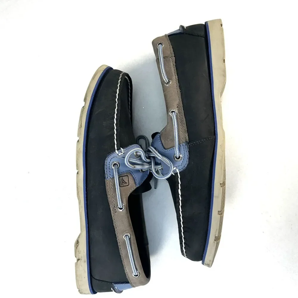 Sperry Boat Dress Shoes Spring Summer Mens 10.5 Leather Casual Flats Blue Gray